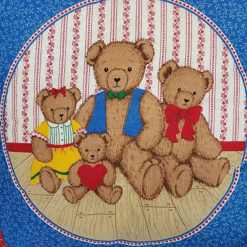 Vintage Quiltex Teddy Bear Crib Fitted Sheet And Pillow ABCs Cream Baby‎ Nursery